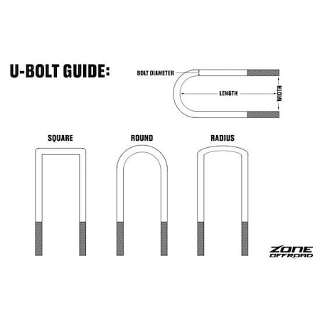 Zone Offroad 9/16 X 3-1/8 X 10-1/2 SQUARE U-BOLT UBT4043